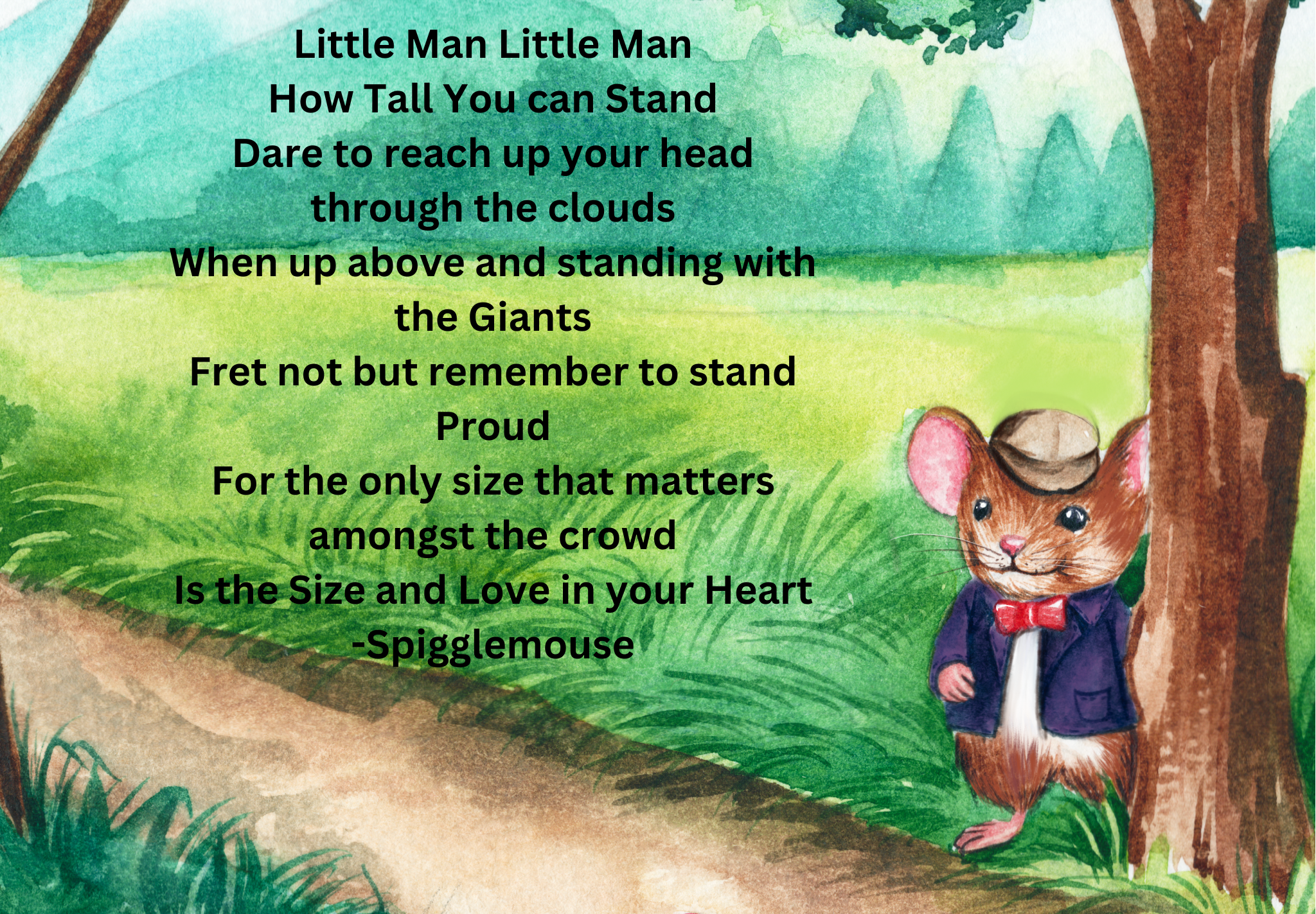 A verse from Spiggle Mouse: Little Man Little Man, How Tall You Can Stand — an inspirational poem about courage and heart